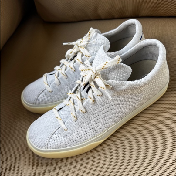 Rothy’s The Lace Up Sneaker Women’s Size 7,5 White Knit Shoes Navy Blue - Picture 13 of 16